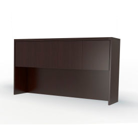 Safco Products AHW72LDC*** Safco® Aberdeen 72"W Hutch with Wood Doors 72"W x 15"D x 39-1/8"H Mocha image.