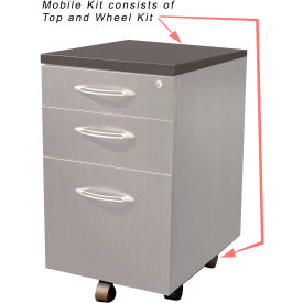 Safco Products AMK20LGS Safco® Aberdeen Series Pedestal Mobile Kit for APBF20 Suspended Credenzas Gray Steel image.