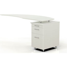 Safco Products MNRTPLTSS Safco® Medina 63"W Left Curved Desk Return With Pencil-Box-File Pedestal Sea Salt image.