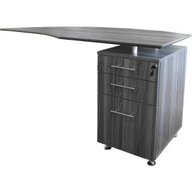 Safco Products MNRTPRLGS Safco® Medina 63"W Right Curved Desk Return With Pencil-Box-File Pedestal Gray Steel image.