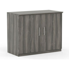 Safco Products MSCLGS Safco® Medina Series 36" Storage Cabinet with Wood Doors Gray Steel image.