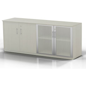 Safco Products MVLCTSS Safco® Medina Series Low Wall Cabinet with Wood/Glass Door Textured Sea Salt image.