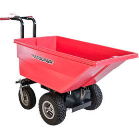 Magline Inc. MHCSAA Magliner Polyethylene Pneumatic Wheel Motorized Hopper Cart 6 Cubic Foot Capacity, Red image.