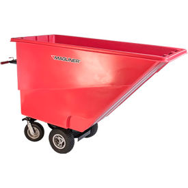 Magline Inc. MHCSAC Magliner Polyethylene Pneumatic Wheel Motorized Hopper Cart 27 Cubic Foot Capacity, Red image.
