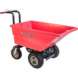 Magline Inc. MHCSCA Magliner Polyethylene Aggressive Pneumatic Motorized Hopper Cart 6 Cubic Foot Capacity, Red image.