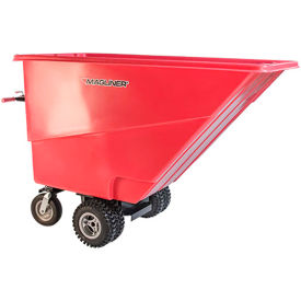 Magline Inc. MHCSDC Magliner Polyethylene Dual Motorized Hopper Cart Dual 27 Cubic Foot Capacity, Red image.