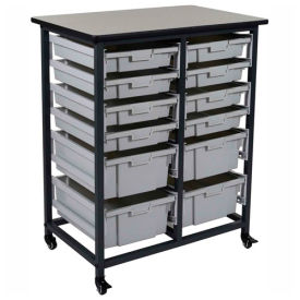 Luxor Corp MBS-DR-8S4L Luxor Mobile Bin Cart w/8 3"H & 4 6"H Totes MBS-DR-8S4L - Gray/Black, 19-3/4"L x 30-1/2"W x 37-1/4"H image.
