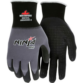 MCR Safety N96797L MCR Safety Ninja BNF Gloves, 15 Gauge Nylon, Nitrile Coated Palm/Fingertips w/Dots, 12 Pairs image.