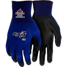 MCR Safety N9696L MCR Safety Ninja Lite Gloves, 18 Gauge Nylon Shell, Polyurethane Palm/Fingertips, 12 Pairs image.