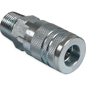 Air Compressor Quick Coupler Socket, 1/4" Industrial Interchange Style, 3/8" MPT view 2