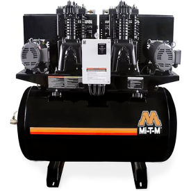 Mi-T-M® Two Stage Duplex Horizontal Air Compressor 5 HP 120 Gallon Cap. 175 PSI 3PH 460V 