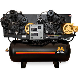 Mi-T-M® M Two Stage Duplex Horizontal Air Compressor 15 HP 120 Gal. Cap. 175 PSI 3PH 200V 