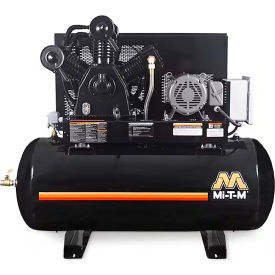 Mi-T-M® M Two Stage Duplex Horizontal Air Compressor 15 HP 120 Gal. Cap. 175 PSI 3PH 230V 