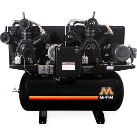 Mi-T-M® M Two Stage Duplex Horizontal Air Compressor 15 HP 120 Gal. Cap. 175 PSI 3PH 460V 