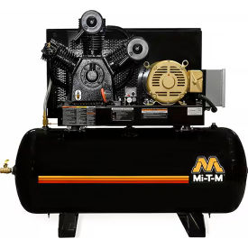 Mi-T-M® M Simplex Two Stage Horizontal Air Compressor 15 HP 120 Gal. Cap. 175 PSI 3PH 200V 