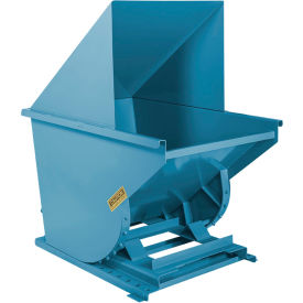 Wright® Medium Duty Steel Hooded Self Dumping Hopper 1 Cu. Yd. 5000 lb Capacity Polymer Blue 
