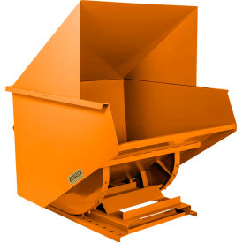 Wright® Heavy Duty Steel Hooded Self Dumping Hopper 2 Cu. Yd. 7000 lb. Capacity Orange 