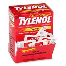 Mcneil Industries MCL44910 Tylenol Extra Strength Caplet, Minor Aches, Pains, 50/BX image.