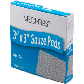 Medique Products 61212 Medi-First® Sterile Gauze Pad, 3" x 3", 10/Box, 61212 image.