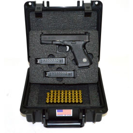 Quick Fire Cases QF300BKLG2 Quick Fire Pistol Case With Glock Inserts & Lock QF300BKLG2 Watertight, 10-11/16x9-3/4x4-13/16 Black image.