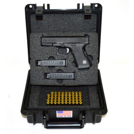 Quick Fire Cases QF300BKLG4 Quick Fire Pistol Case With Glock Inserts & Lock QF300BKLG4 Watertight, 10-11/16x9-3/4x4-13/16 Black image.