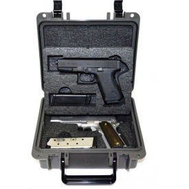 Quick Fire Cases QF340GR Quick Fire Multifit™ Dual Pistol Case QF340GR Watertight, 10-11/16"x9-3/4"x4-13/16" Gray image.