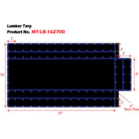 XTARPS CORPORATION. MT-LB18-B1627 Xtarps, MT-LB18-B1627, Heavy Duty Flatbed Truck Tarp, Lumber Tarp, 16W x 27L, Black image.