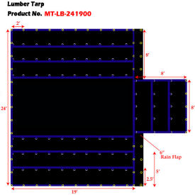 XTARPS CORPORATION. MT-LB15-B2419 Xtarps, MT-LB15-B2419, Flatbed Truck Tarp, Light Weight Lumber Tarp w/ 8 Drop, 24W x 19L, Black image.