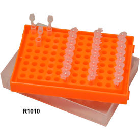 MTC BIO INC R1010 MTC™ Bio Workstation Rack/Box For 0.2 ml Tubes, Strips & Plates, 96 Place, Orange, 5 Pack image.