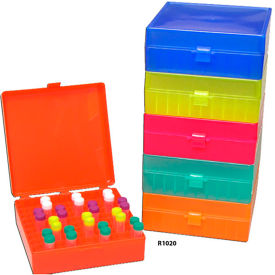 MTC BIO INC R1020-O MTC™ Bio Storage Box with Hinged Lid For 1.5 ml Tubes, 100 Place, Orange, 5 Pack image.