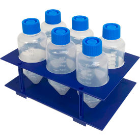 Bio Centrifuge Tube Rack, For 175, 225, 250mL Tubes, 6 Places, Blue, 5/Pack view 2