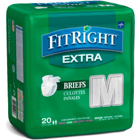Medline Industries, Inc FITEXTRAMDZ Medline® FitRight Extra Adult Disposable Briefs, Size M, Waist Size 32"-42", 20/Bag image.