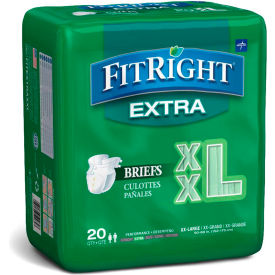 Medline Industries, Inc FITEXTRAXXLZ Medline® FitRight Extra Adult Disposable Briefs, Size 2XL, Waist Size 60"-69", 20/Bag image.