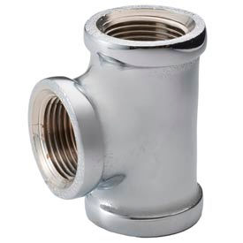 Chrome Plated Brass Pipe Fitting 1/2 X 1/2 X 3/8 Reducing Tee Npt Female 