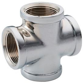 Chrome Plated Brass Pipe Fitting 1" Cross NPT Female view 2