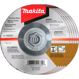 Makita Usa A-96001-25 Makita® Hubbed INOX Grinding Wheel, 36 Grit, Type 27, 6"Dia x 1/4"T x 5/8-11" Ctr HoleDia-25/Pk image.