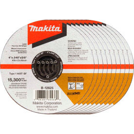 Makita Usa B-12625-10 Makita® INOX Thin Cut-Off Wheel, 60 Grit, Type 27, 4" Dia x 1/25"T x 5/8" Cntr Hole Dia, 10/Pk image.
