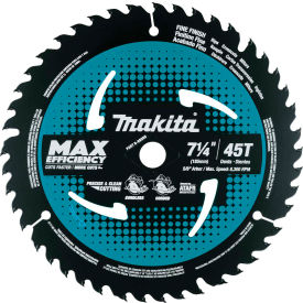 Makita Usa B-68585 Makita® Carbide-Tipped Max Effcy Ultra-Thin Kerf Saw Blade, Fine Crosscutting, 7-1/4"Dia, 45TPI image.