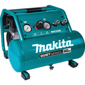 Makita Usa MAC320Q Makita® Quiet Electric Air Compressor, Oil Free, 1-1/2 HP, 3 Gallon Capacity, 2.6 CFM image.