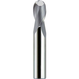 Melin Tool Company AMG-402-B 1/16" Dia., 1/8" Shank, 3/16" LOC, 1-1/2" OAL, 2 Flute Solid Carbide Ball Single End Mill, Uncoated image.