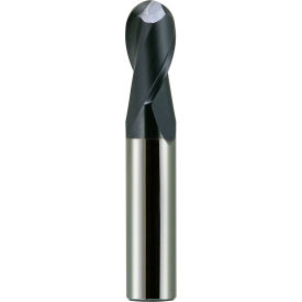 12mm Dia., 12mm Shank, 25mm LOC, 76mm OAL, 2 Flute Solid Carbide Ball Single End Mill, AlTiN