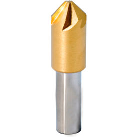Melin Tool Company HSP6-1/2-120T 1/2" Dia., 3/8" Shank, 2" OAL, 120°, 6 Flute Single End Countersink, Cobalt, TiN image.