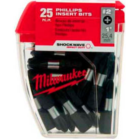 Milwaukee Electric Tool Corp. 48-32-4604 Milwaukee® 48-32-4604 SHOCKWAVE™ #2 Phillips Insert Bit 1" Contractor Pack (25 Pack) image.