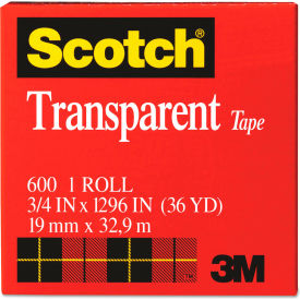 Scotch® Transparent Tape 600 3/4" x 1296" Boxed 1" Core 1 Roll