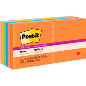 Post-it® Notes Super Sticky Pad Energy Boost Collection Colors 3x3 90 Sheets/Pad 12 Pads/PK