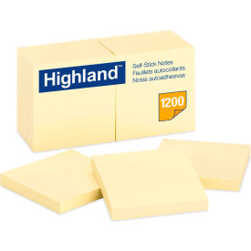 Highland™Self-Stick Pads 6549YW 3" x 3" Yellow 100 Sheets 12/Pack