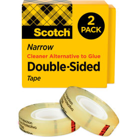 Scotch® 665 Double-Sided Tape 1/2" x 1296" 3" Core Transparent 2/Pack