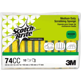 Scotch-Brite™ PROFESSIONAL Medium-Duty Sponge 3.6" x 6.1" 0.7" Thick Yellow/Green 10/PK