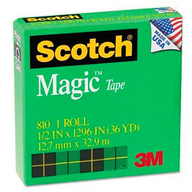 3m 810121296^ Scotch® Magic Invisible Tape, 1/2" x 1296", 1" Core, 1 Roll image.