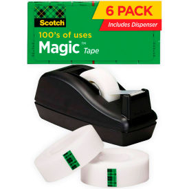 Scotch® Magic™ Tape 3/4" x 1000" 6 Rolls & Black Tape Dispenser